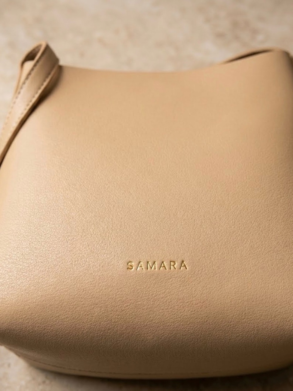 Beige Samara Leather Crossbody Bag